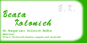 beata kolonich business card